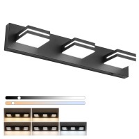 Sinerise Led Modern Bathroom Vanity Light Fixtures 3Light 24Inch5Cct Dimmable Matte Black Modern Acrylic Bathroom Wall