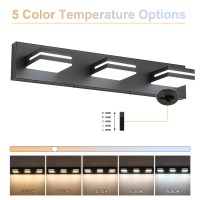 Sinerise Led Modern Bathroom Vanity Light Fixtures 3Light 24Inch5Cct Dimmable Matte Black Modern Acrylic Bathroom Wall