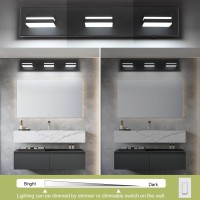 Sinerise Led Modern Bathroom Vanity Light Fixtures 3Light 24Inch5Cct Dimmable Matte Black Modern Acrylic Bathroom Wall