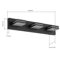 Sinerise Led Modern Bathroom Vanity Light Fixtures 3Light 24Inch5Cct Dimmable Matte Black Modern Acrylic Bathroom Wall