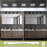 Sinerise Led Modern Bathroom Vanity Light Fixtures 5Light 40Inch5Cct Dimmable Matte Black Modern Acrylic Bathroom Wall