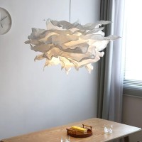 Creative Diy Paper Cloud Pendant Light, Simple Art Paper Flower Ceiling Light Chandelier Decorative Cloud Ceiling Light For Bedroom, Living Room, Dining Room, 33.8