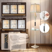 Rustic Floor Lamp Living Room Lamps With Glass Tray Stepless Diming Floor Lamp With Remote Control And Usb Ac Charging Ports