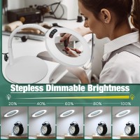 Drdefi 10X Magnifying Glass With Light And Stand 5 Color Modes Stepless Dimmable Flexible Gooseneck Magnifying Desk Lamp Led L