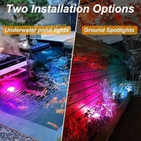 Crepow Solar Underwater Pond Lights Super Bright Rgb Led Submersible Pond Lights Color Changing Spotlights Ip68 Waterproof Foun