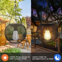 Gibmidser Solar Outdoor Lights,Hanging Solar Lantern Retro Metal Outside Decorative Waterproof Solar Powered Lanterns For Yard Garden Patio Pathway Tree Halloween Christmas Decor(2Pcs)