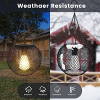 Gibmidser Solar Outdoor Lights,Hanging Solar Lantern Retro Metal Outside Decorative Waterproof Solar Powered Lanterns For Yard Garden Patio Pathway Tree Halloween Christmas Decor(2Pcs)