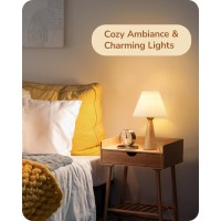 Edishine 1358 Small Table Lamp Wooden Base Nightstand Lamp White Pleated Lampshade Spacesaving Modern Bedside Lamp For Nu