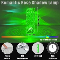 Vomii Crystal Table Lamp Touch Remote Rgb 16 Colors Changing Lamp Rechargeable Crystal Lamp Rose Wave Diamond Night Light