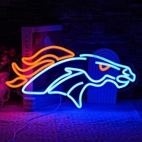 Lulanmp Broncos Neon Sign For Wall Decor Horse Neon Light Football Led Neon Sign Horsehead Neon Wall Sign For Man Cave Sports Cl