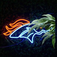 Lulanmp Broncos Neon Sign For Wall Decor Horse Neon Light Football Led Neon Sign Horsehead Neon Wall Sign For Man Cave Sports Cl