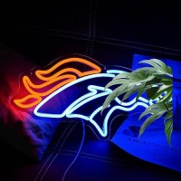 Lulanmp Broncos Neon Sign For Wall Decor Horse Neon Light Football Led Neon Sign Horsehead Neon Wall Sign For Man Cave Sports Cl