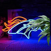 Lulanmp Broncos Neon Sign For Wall Decor Horse Neon Light Football Led Neon Sign Horsehead Neon Wall Sign For Man Cave Sports Cl