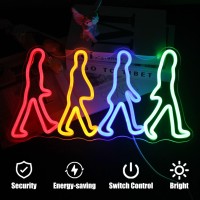 Rock Band Neon Sign Four People Walking Neon Lights For Bedroom Music Led Sign Neon Lights Signs Abbey Road Neon Wall Art Light