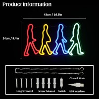 Rock Band Neon Sign Four People Walking Neon Lights For Bedroom Music Led Sign Neon Lights Signs Abbey Road Neon Wall Art Light