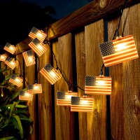 Upgraded 4Th Of July Decorations- 30 Big American Flag Solar String Lights, Wateproof 4Th Of July Outdoor Lights, Us Flag Patriotic Lights For July 4Th, Christmas In July, Memorial Day Decorations