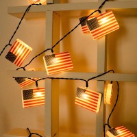 Upgraded 4Th Of July Decorations- 30 Big American Flag Solar String Lights, Wateproof 4Th Of July Outdoor Lights, Us Flag Patriotic Lights For July 4Th, Christmas In July, Memorial Day Decorations