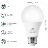 Cylyt 10-Pack Bright Led Light Bulbs 100W Equivalent, Daylight White 5000K A19 Lightbulbs, Focos Led Para Casa, For Kitchen Bedroom Indoor Outdoor, 1500 Lumens, E26 Standard Base, Non-Dimmable