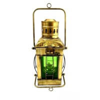 Antique Avenue Vintage Maritime Brass Green Oil Lamp Ship Lantern Antique Boat Nautical Gift