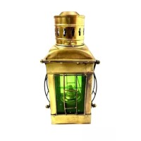 Antique Avenue Vintage Maritime Brass Green Oil Lamp Ship Lantern Antique Boat Nautical Gift