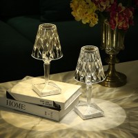 2Pcs Crystal Table Lamp Touch Control Crystal Rose Lamp 2000Mahrechargeable Led Diamond Table Lamps With 3 Color Changing Lig