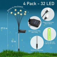 Kelme Solar Garden Lights New Upgraded 4 Pack 32 Led Swaying Firefly Solar Lights Outdoor Garden Decor Sway By Wind Waterproo