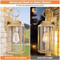 Yolsunes Dusk To Dawn Wall Lights 2 Pack Gold Outdoor Light Fixtures Wall Mount 15 Inch Exterior Wall Sconces Waterproof Larg