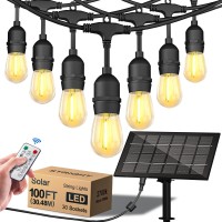 Stright 35Ft Solar String Lights Outdoor Weatherproof With Remote Usb Plug Solar Powered G40 Led Edison Bulb Outdoor String Lig