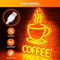 Basaneon Coffee Neon Sign Dimmable Led Coffee Sign Bright Neon Coffee Signs For Coffee Bar Usb Powered Coffee Neon Light Sign