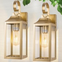 Yolsunes 2 Pack Outdoor Light Fixtures Wall Mount 15 Inch Gold Exterior Wall Sconces Waterproof Large Outside Lights For House