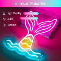 Basaneon Mermaid Tail Neon Sign Dimmable Mermaid Neon Signs For Wall Decor Usb Powered Bright Led Mermaid Lamps For Girls Bedro