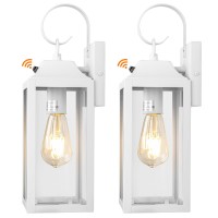 Yolsunes Dusk To Dawn Wall Lights 2 Pack White Outdoor Light Fixtures Wall Mount 15 Inch Exterior Wall Sconces Waterproof Lar