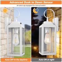 Yolsunes Dusk To Dawn Wall Lights 2 Pack White Outdoor Light Fixtures Wall Mount 15 Inch Exterior Wall Sconces Waterproof Lar