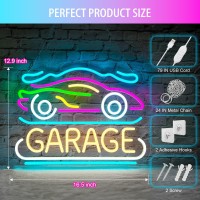 Basaneon Car Neon Sign For Wall Decor Dimmable Racing Car Neon Sign Led Car Signs For Garage Decor Usb Powered Colorful Roadst