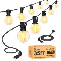 Stright 35Ft Usb Plug String Lights 25Ft With 10Ft Extension Cord 30 Sockets With Shatterproof Weatherproof G40 Led Bulbs Stea