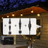 Stright 35Ft Usb Plug String Lights 25Ft With 10Ft Extension Cord 30 Sockets With Shatterproof Weatherproof G40 Led Bulbs Stea