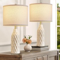 Luvkczc 248 Ceramic Table Lamps Set Of 2 For Nightstand 3 Color Temperaturebulbs Included Bedside Lamps For Living Room B