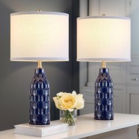 Luvkczc 248 Ceramic Table Lamps Set Of 2 For Nightstand 3 Color Temperaturebulbs Included Bedside Lamps For Living Room B