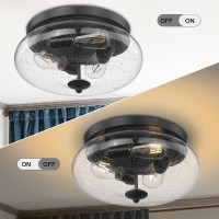 Darkaway Large Farmhouse Ceiling Light Fixtures 3Ight Flush Mount Indoor Outdoor Ceiling Light With Seeded Glass Shade For Hall