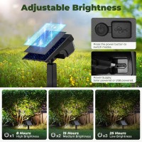 4 Pack Color Changing Solar Spot Lights Outdoor Waterproof Ip68 Usb Solar Powered Landscape Spot Lights 8 Colors Auto Cycling