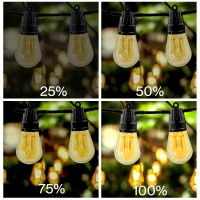 Hahago Outdoor String Lights, 49Ft Warm White Led Patio Lights, 20 Bulbs Outside Hanging Lights With Remote, Ip65 Waterproof Light Decorative For Garden Backyard Party