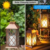 Outdoor Solar Led Lantern, Waterproof Hanging Lantern, Flickering Flameless Candle Light, Decoration Lamp For Patio, Garden, Party, Backyard