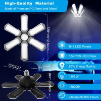 Dajoujs Garage Lights Ceiling Led 4Pack 150W 15000Lm Garage Led Lights Screw In 6500K Led Garage Ceiling Lights Fit For E26 E2