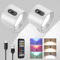 Wall Light Up And Down Lights Rechargeable 3 Color Rgb Ambience 6 Brightness Wall Sconce With Remote Magnetic 360 Free R