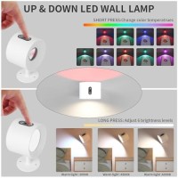 Wall Light Up And Down Lights Rechargeable 3 Color Rgb Ambience 6 Brightness Wall Sconce With Remote Magnetic 360 Free R