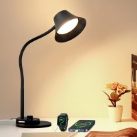 Bohon Led Desk Lamp For Home Office Fully Dimmable Bedside Lamps With Usb A And C Charging Port 5 Colors Reading Lamp With Nig