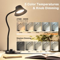 Bohon Led Desk Lamp For Home Office Fully Dimmable Bedside Lamps With Usb A And C Charging Port 5 Colors Reading Lamp With Nig