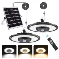 Auzev Solar Lights Indoor Outdoor 3000Lm Solar Powered Shed Light With Switch Remote Timer 3 Cct Ip65 Waterproof Pendant For