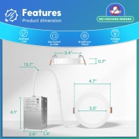 Freelicht 12 Pack 4 Inch 5Cct Ultrathin Led Recessed Ceiling Light With Junction Box 2700K3000K3500K4000K5000K Selectable