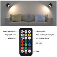 Wall Light Up And Down Lights Rechargeable 3 Color Rgb Ambience 6 Brightness Wall Sconce With Remote Magnetic 360 Free R